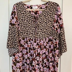 Jade by Johnny Was kimono style multi floral print tunic top